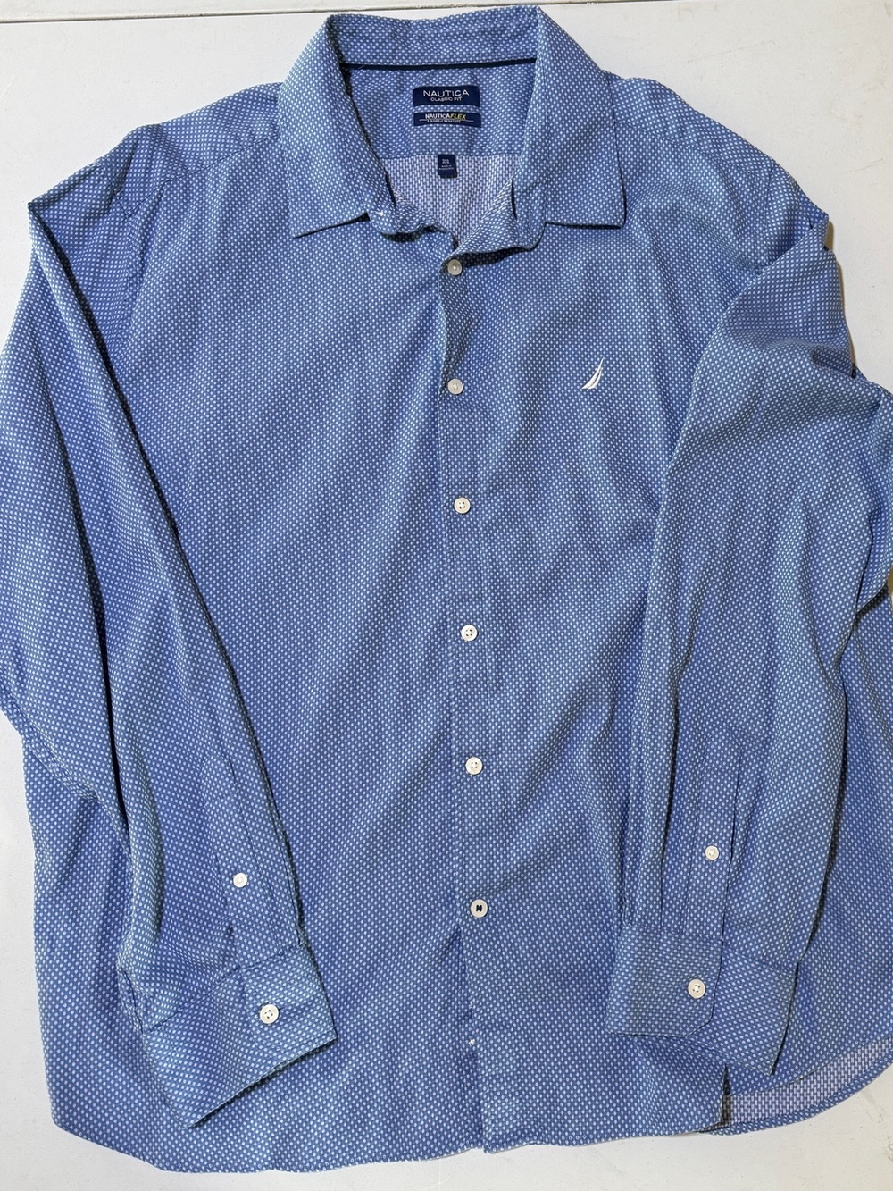 Nautica Blue Microdot Long-Sleeve Dress Shirt